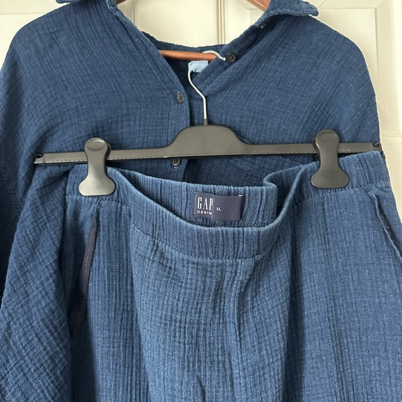 GAP Denim Navy Gauze Button-Up Shirt and Pants Matching Set Size Xl - Picture 8 of 8